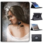 Fancy A Snuggle Black Widow Spider Woman Faux Leather Case Cover/Folio for the Apple iPad 9.7" 5th Generation (2017 Version)
