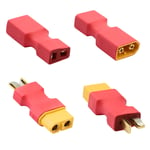 XT60 to Deans Ultra T Plug Adapter,No Wires for RC LiPo NiMH Battery ESC Connector Eat-XT60 Male to T Plug Female 2PCS,Female to Male 2PCS (RED)