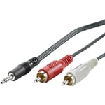 Câble de raccordement Value 11.99.4341 Jack audio [1x Jack mâle 3.5 mm - 2x Cinch-RCA mâle] 1.50 m noir blindé Y157562