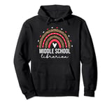 Middle School Librarian For Women Teacher Rainbow Library Pullover Hoodie