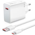 Chargeur Rapide 67w + Câble 1 Mètre 6a Usb-C Pour Xiaomi 12t, 12t Pro, Xiaomi 12, 12x, 12 Pro, 12 Lite - Blanc - Booling