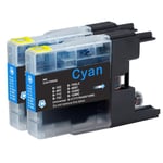 2 Cyan Printer Ink Cartridges to replace Brother LC1240C non-OEM / Compatible