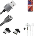 Data charging cable for + headphones Oppo Reno4 Z 5G + USB type C a. Micro-USB a