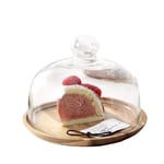 Pastry storage tray Wooden Cake Plate and Glass Cover, Home Dessert Dome Hotel Fruit Bread Tray Cake Stand Set Chip & Dip Server 6/8/10Inch Dried fruit tasting plate ( Color : Khaki , Size : 8*8*6In )