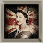 Her Majesty the Queen - Picture Frame Graphic Art Print on Paper IC101 86X86cm Champagne Lyon Frame Finished with liquid art resin