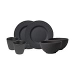 Villeroy & Boch - Manufacture ensemble pour le petit-déjeuner, 6 p., ensemble de vaisselle pour 2 personnes, porcelaine Premium, noir