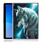 Yoedge Case Design for Huawei Mediapad M3 Lite 10-Cover Silicone Soft Clear with Print Cute Pattern Antiurto Shockproof Back Protective Tablet Cases for Huawei Mediapad M3 Lite 10, Wolf