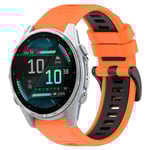 Garmin Fenix 8 AMOLED 43mm Tvåfärgat klockarmband i silikon - Orange/Svart
