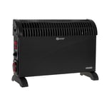 Electric Convector Heater Black Thermostat 3 Power Levels Timer Warm Air 2000W