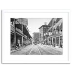 Vintage Photo St Charles Street 1900 New Orleans Artwork Framed Wall Art Print 9X7 Inch