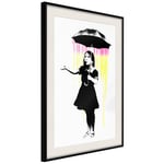 Plakat - Girl with Umbrella - 40 x 60 cm - Sort ramme med passepartout