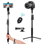 Selfie Stick, Extendable 54-inch Bluetooth Selfie Stick Tripod for Travel Video, Compatible with iPhone/Samsung/Huawei and More