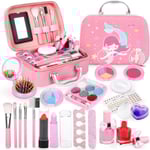 Barn sminkset flickor, 20st case, rosa sminkset set bästa present till tjej Bekväm
