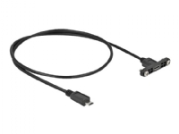 Delock - USB-förlängningskabel - mikro-USB typ B (hona) kan monteras på panel till mikro-USB typ B (hane) - USB 2.0 - 50 cm - svart
