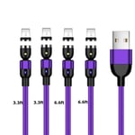 ACALI 360° & 180° Rotation Magnetic Charging Cable 1m 2m USB C Magnetic Type C Charger Cable 4 Pack (2 x 3.3ft x 2 x 6.6ft) Compatible with USB C Phones, Laptops and More (Purple)