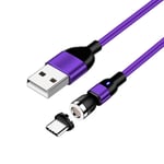 1m Fast Charging Magnetic USB C Cable Support 360º + 180º Rotation Type C 3A Charger Cord Phone Data Sync Cable Compatible with Samsung S10 S9 Note 9 8, LG V30 V20, Huawei P30/P20 and More (Purple)