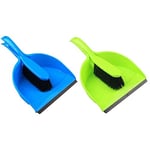 Set of 2 Dust Pan with Brush 1 Blue and 1 Green Supplied As Shown in Picture