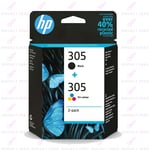 Genuine HP 305 Black & Colour Ink Cartridge For HP ENVY 6010 Printer