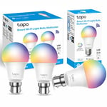 TP-LINK Tapo Smart Bulb, Smart Wi-Fi LED Light, B22, 8.7W, Works with Amazon Alexa (Echo and Echo Dot) and Google Home, Colour-Changeable, No Hub Required Tapo L530B (3-Pack) [Energy Class F]