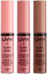 NYX Butter Lip Gloss Set 5 (Creme Brulee, Angel Food Cake and Ginger Snap)