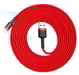 Lightning Kabel 3 Meter Baseus Röd Nylon