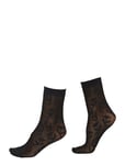 Flora Flower Socks Designers Socks Regular Socks Black Swedish Stockings