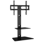 BONTEC TV Floor Stand with 2 Tempered Glass Shelves for 30-65 LED OLED LCD Plasma Flat Curved Screens Height Adjustable Max. VESA 600x400mm up to 40KG