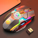 YINDIAO A5 2.4GHz 1600DPI 3-modes Adjustable Rechargeable RGB Light Wireless Silent Gaming Mouse (Grey)
