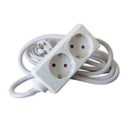 Multiprise Blanche 2 Prises, rallonge sans Interrupteur avec câble 3G 1,5 mm² 1,5 m, multiprise Allemande Blanche (2 Prises, 1,5 mm² 1,5 m)