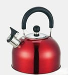 2.5L RED STAINLESS STEEL KETTLE KITCHEN CAMPING GAS HOB WHISTLING STOVE TRAVEL
