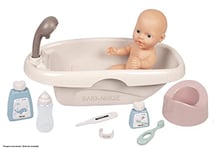 Smoby - Baby Nurse - Set Baignoire et Accessoires - pour Poupons et Poupées - 8 Accessoires Inclus - 220366 - Beige