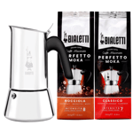 Bialetti New Venus 6 koppar Espressokanna Stål inkl. 2x250g Bialetti Malet Kaffe