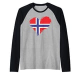 Norway flag in heart Norwegian Origin Pride Nordic Roots Raglan Baseball Tee