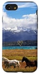 Coque pour iPhone SE (2020) / 7 / 8 Chevaux Paysage Nature Montagne | Coeur D'Amour Doré Mignon