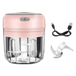Electric Mini Garlic Chopper Portable Wireless Slicer Spice Grinder USB Charging Small Food Processor for Pepper Garlic Chili Vegetable Nuts Grinder Meat (250ML)