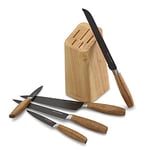 ECHTWERK Set de couteaux de cuisine en acier de haute qualité, set de 6 couteaux avec bloc en bois de pakka, set de couteaux de cuisine, acier spécial, extrêmement tranchant, Black-Edition