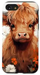 iPhone SE (2020) / 7 / 8 Cute Baby Highland Cow with Flowers Calf Animal Spring Case