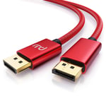 Primewire - Premium DisplayPort to Display Port Cable – 2m - DP1.4-8K: 7680x4320 @ 60 Hz – gold plated contacts - PC and notebooks connection to monitors und projectors - red