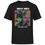 Jurassic Park World Four Colour Faces Men's T-Shirt - Black - M