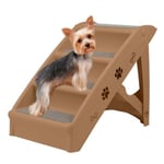 XMTECH Hundtrappa Husdjursramp 4 steg - 49 x 38 x 61 cm - Brun - För hundar Brun