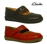 Clarks "un Briarcrest" Red Black Genuine Leather Mary Janes Flats Ladies Shoes