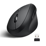 Perixx PERIMICE-619B Bluetooth Portable Vertical Mouse - Wireless 3-in-1 Multi-Device Spec - Silent-Click - Portable Compact Size - Black - Right Handed