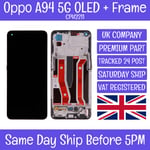 Oppo A94 5G CPH2211 OLED AMOLED LCD Screen Display Touch Digitizer Glass +Frame