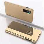 Hülle® Plating Flip Mirror Case Compatible for OPPO Reno Ace/OPPO Realme X2 Pro (Gold)