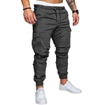 ZWH Men Casual Joggers Pants Solid Thin Cargo Sweatpants Male Multi-pocket Trousers New Mens Sportswear Hip Hop Harem Pencil Pants (Color : Dark Grey, Size : XXXL)