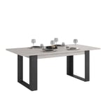 Table à manger rectangulaire CESAR - Décor Noir Chêne beige grisé  - 6 personnes - industriel - L 200 x P 78 x H 100 cm - PARISOT
