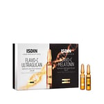 ISDIN Isdinceutics Pack jour et nuit Flavo-C Ultraglican + Flavo-C Melatonin (10 + 10 x flacons simples) | Soin Réparateur Antioxydant Jour & Nuit