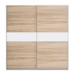 Forte Winner Plus Armoire 200, Portes Coulissantes, Style Scandinave, Chêne Sonoma/Blanc, 200x210x61cm