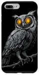 iPhone 7 Plus/8 Plus Owl on a branch with vintage camera lenses as eyes Case