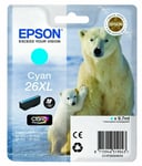 Genuine Original Epson 26XL Cyan Polar Bear Ink Cartridge for Epson XP-600